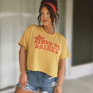 Refined Canvas Cinco De Drinko Slightly Cropped Shirt NWT Sz Medium